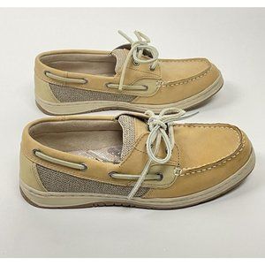 PARADISE SHORES DECK BOAT SHOES LACE WOMENS TAN LAGUNA  SANIBEL LEATHER SZ 8M 8